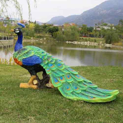 爆玻璃户外仿真花园幼BGY儿园装饰品L发ED夜景光孔钢雀款动物摆件