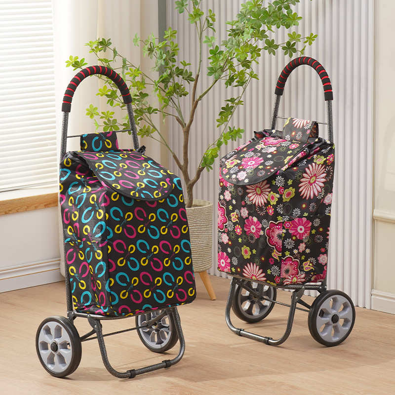 购物小拉车折叠买菜拖车家用便携超市拉杆静音手推车可印logo