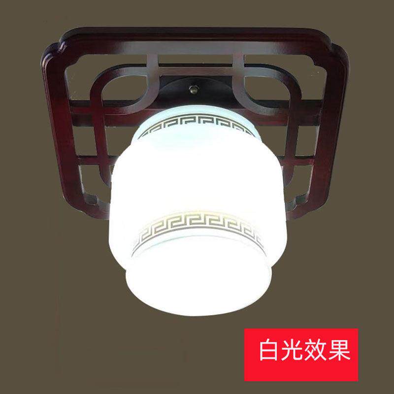 中卧式小吊灯实木方形彷石玻璃过云道阳台走道灯灯楼道玄关室AD63