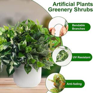 跨境蕨类植物7叉波斯草人造仿真绿植波士顿户外植物装饰塑料水草