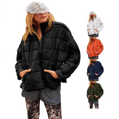 Women Lightweight Quilted Puffer Jacket Sleeve Zip Casual