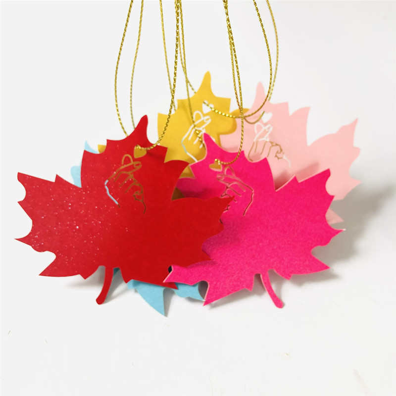 50张彩色比心枫叶手写心愿卡片节日学校活动装饰墙贴卡留言许愿卡