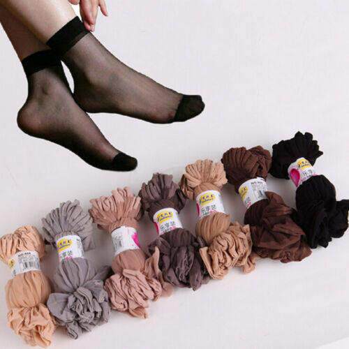 10 Pairs Summer Silk Transparent Glass Socks Women Cool Soli