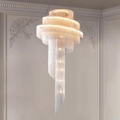 凯乔后现代法式奢式轻楼苏大吊灯挑空客厅687流别墅旋转复楼梯长