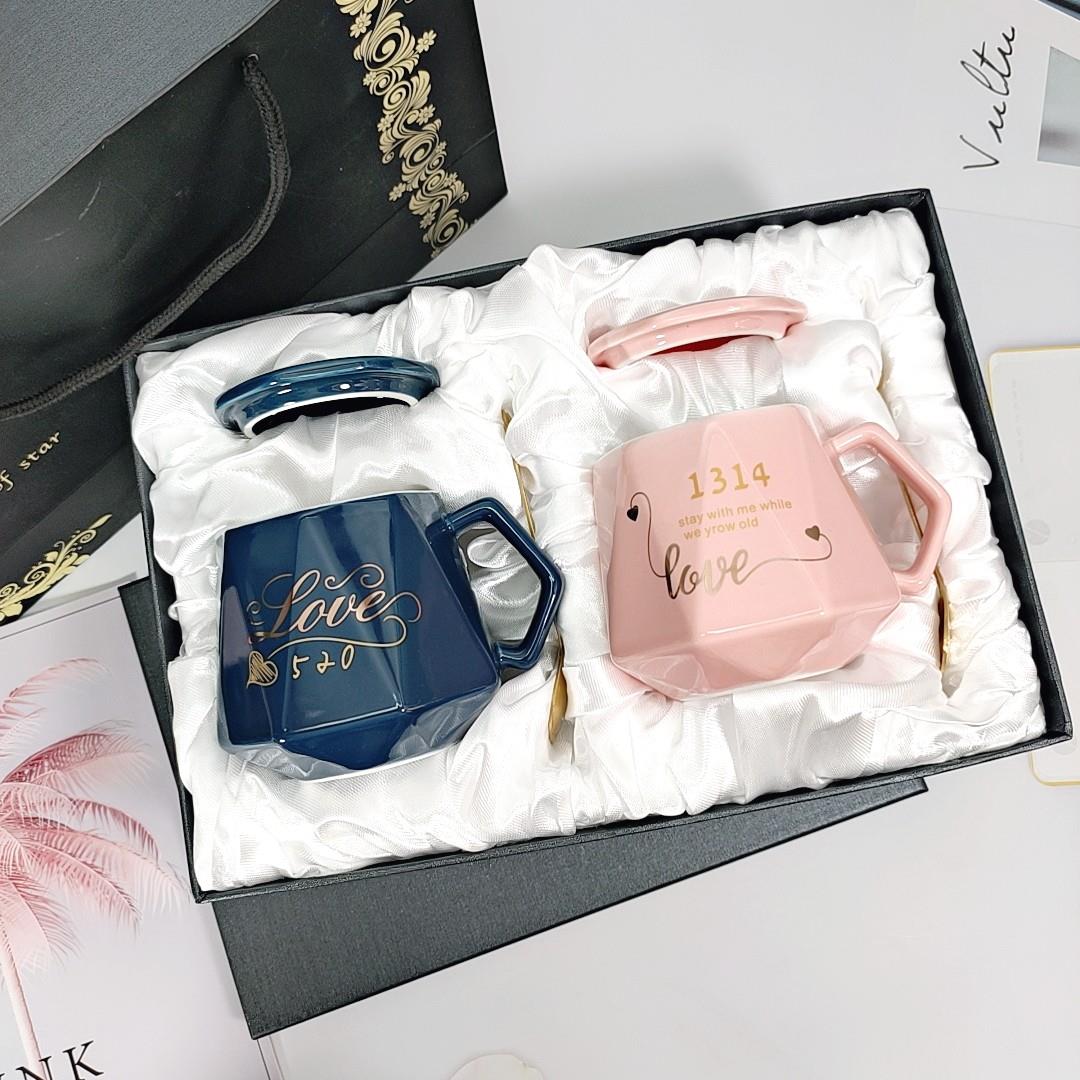 情侣杯子一对礼盒送女朋友生日礼物高颜值马克杯陶瓷杯七夕小礼品