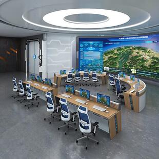 安防监控操作台控制台指挥中心调度台中控室电脑办公桌会议桌