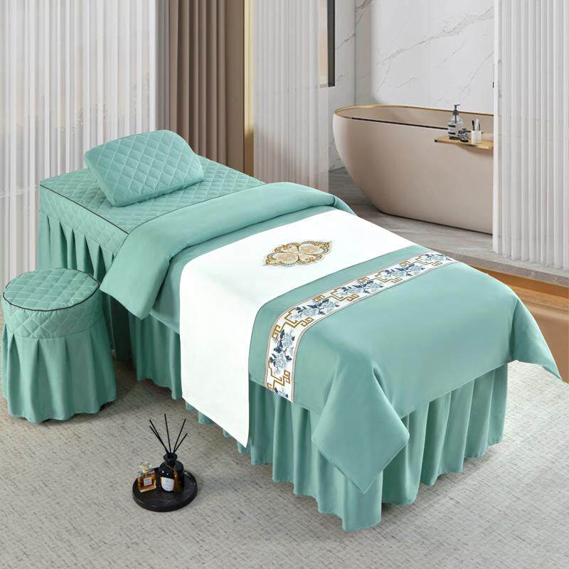美容院床罩按摩推拿床套四件套单件理疗纯色带洞床单简约美体采耳