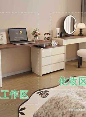 脑实梳简妆台书桌电桌一体卧CQM室现代约床尾木转角斗柜化妆桌二
