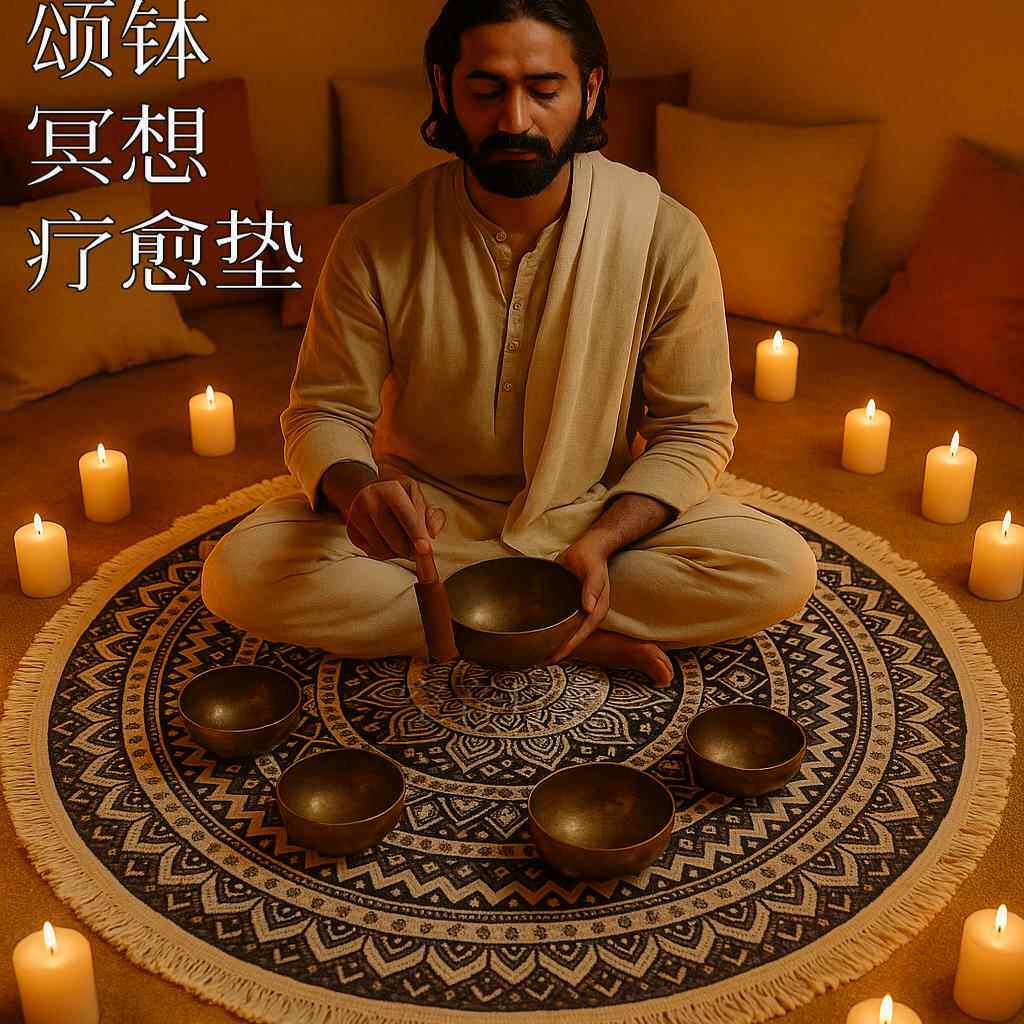 禅修颂钵冥想疗愈民族曼陀罗风圆形地毯客厅打坐沙发民宿地垫文艺