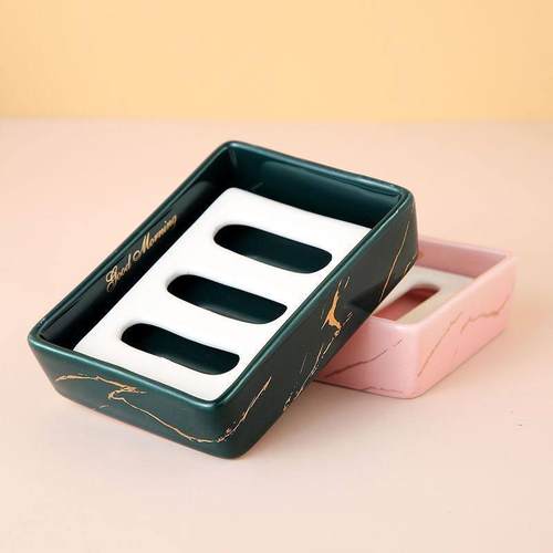 潮流陶瓷双层皂盒沥水创意家用大号肥皂盒卫生间不积水香皂盒全瓷