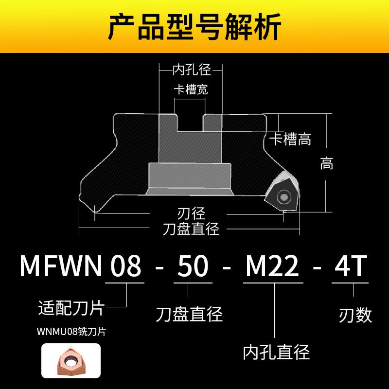 快进给刀盘90度双面六角平面铣刀盘WNMU080608刀片LNMU0303ZER-MJ