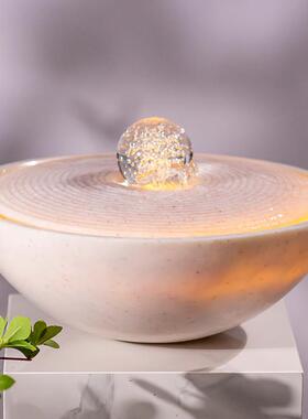 简约聚宝盆喷泉客厅办公室桌面流水摆件循环水招财风水球轮装饰品