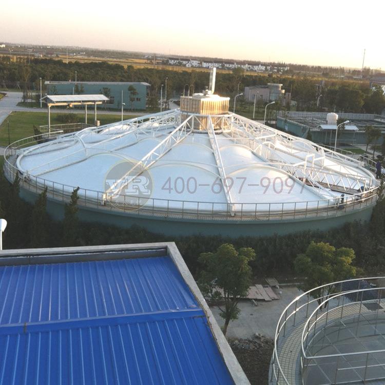 厂区大跨度膜结构排污池雨棚臭水池PVDF膜结构加盖钢膜材料制作 - 实物图