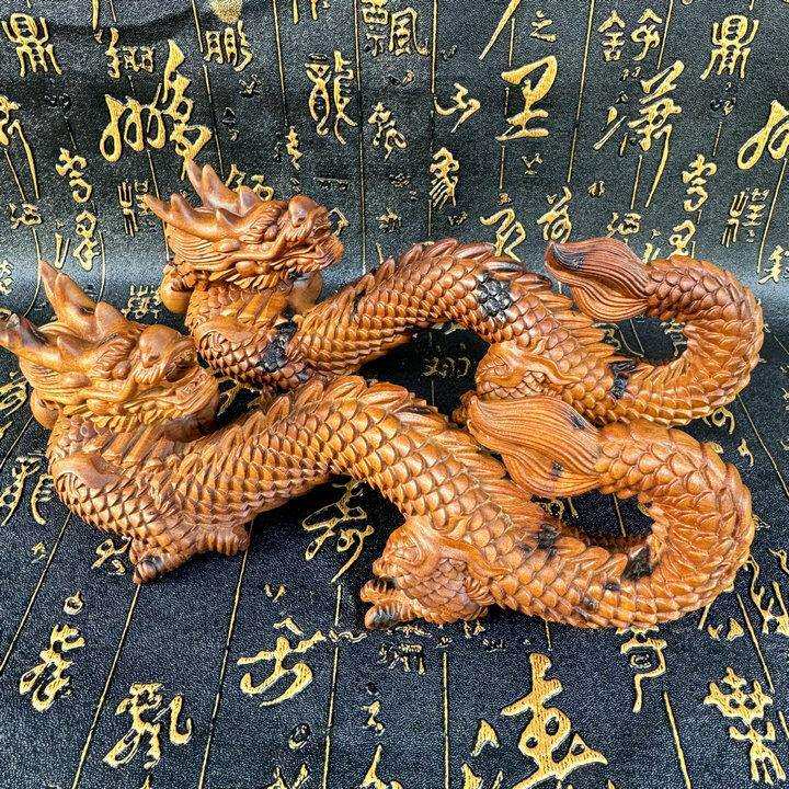 雷枣木雕刻祥龙生肖腾龙文玩手把件生肖龙饰品摆件20公分