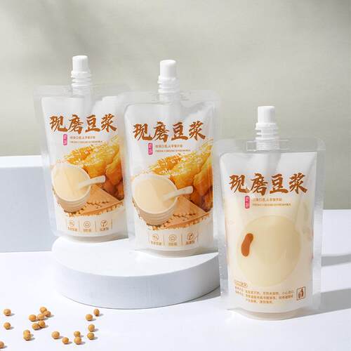 新款直销一次性豆浆袋子酸梅汤自立吸嘴袋自封平口袋耐高温豆浆包