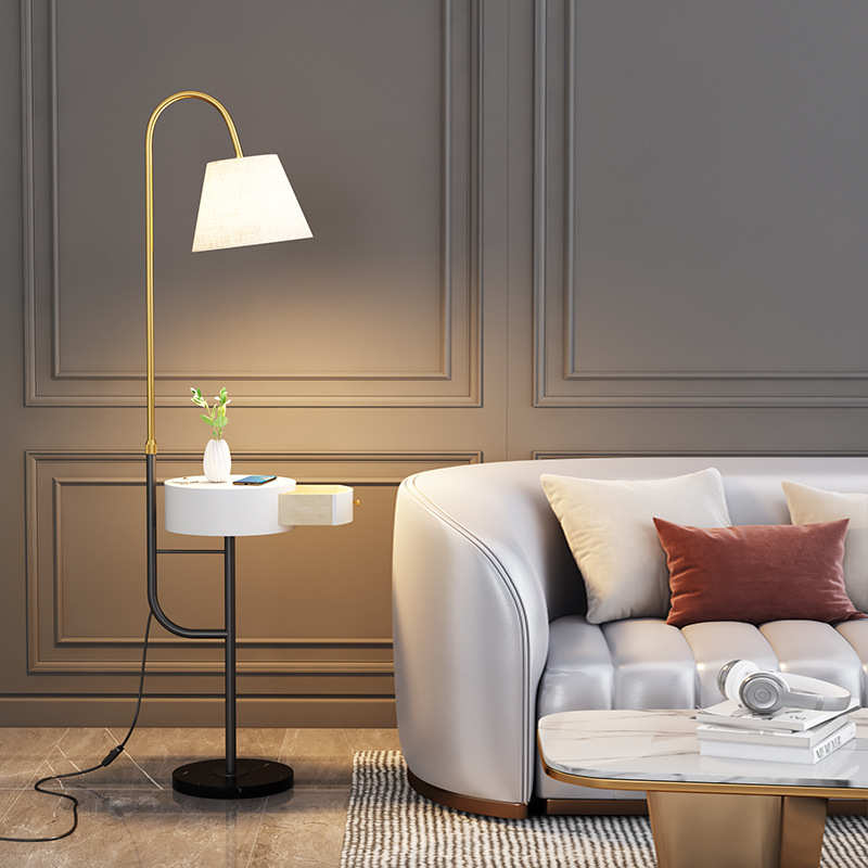 落地灯现代简约客厅卧室收纳柜遥控无线充电茶几角落床头落地台灯