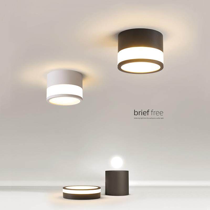 明装筒灯免开孔led圆形小吸顶无主灯客厅卧室玄关走廊过道天花灯