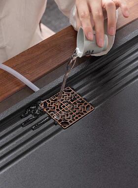 乌金瓷石茶盘家用茶具茶台排水式小干泡台石头轻奢现代简约茶盘托