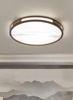 新中式实木厅吸顶l客ed超薄圆形长方形大厅灯灯餐厅XDD061卧书室