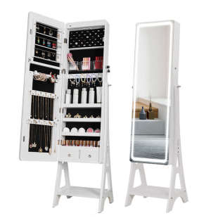 613 全身镜穿衣镜现代简约落地镜家用卧室带灯镜收纳柜 魔镜家居