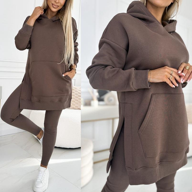 Womens sports casual hooded sweatshirt thickened threaded