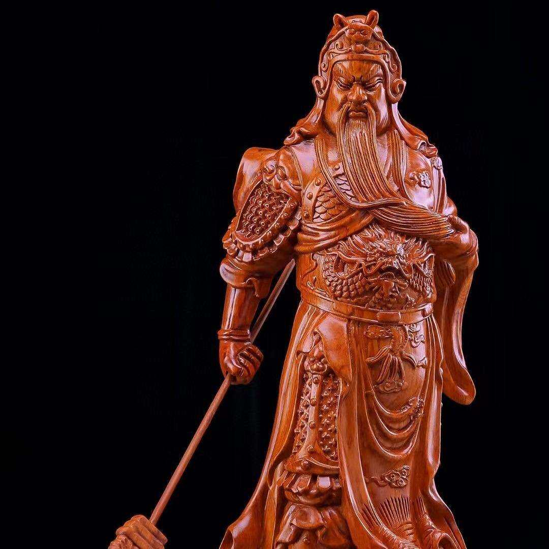 非洲花梨木关公饰品义薄云天关云长家居摆件关羽文玩中式摆件