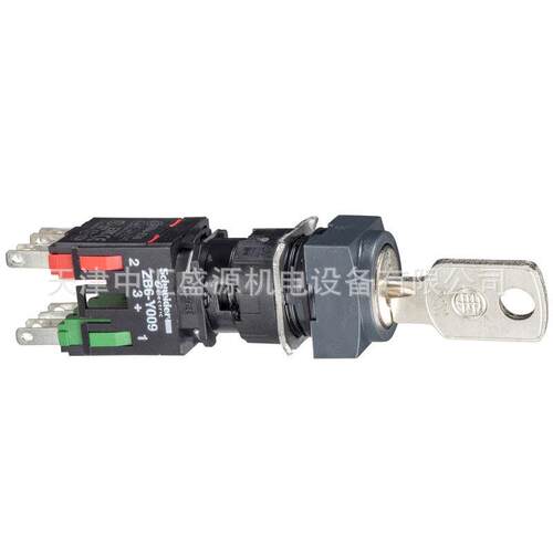 XB6钥匙开关XB6CGC5B开关16mm方型2位NO/NC带LED钥匙开关12~24V