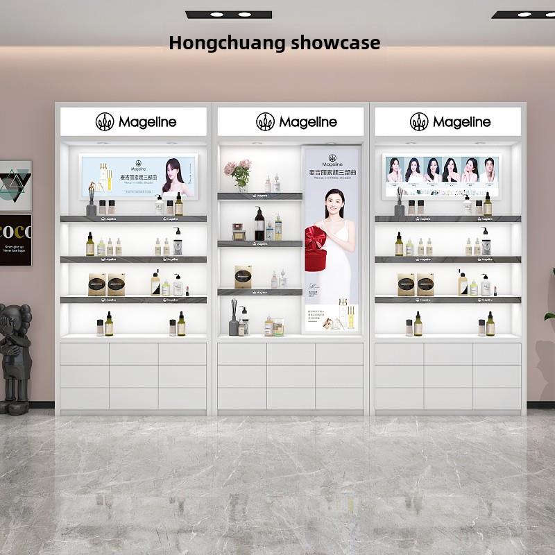 烤漆化妆品展示柜美容院护肤品展柜简约现代产品展柜陈列柜展示架