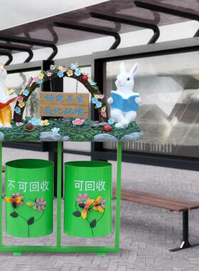 卡通玻璃钢垃圾桶摆户件可爱园林雕塑创意景区幼儿园卡通垃圾外装