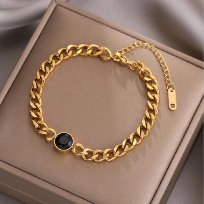DIEYURO 316L Stainless Steel Fashion Link Chain Bangle Brace