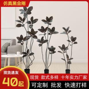 大型仿真绿植黑金刚橡皮树盆栽室内假树仿生植物家居落地装饰