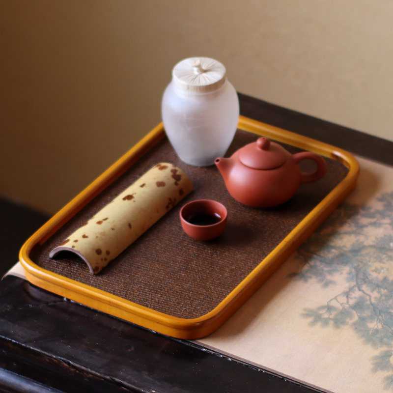 复古竹编茶盘家用托盘竹制品手工茶道做旧长方形椭圆日式碳化创