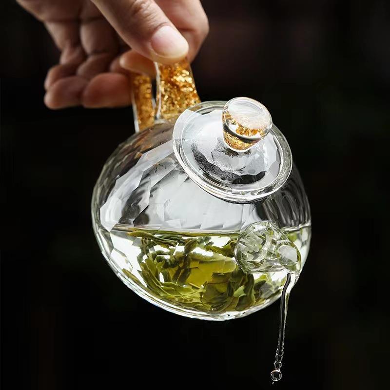 切面透明绿石手把松壶一体泡茶壶20毫升花茶耐壶热0耐456456高温