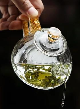茶切面透456456明绿松石壶把壶一体泡茶200毫升花茶壶耐热耐高温