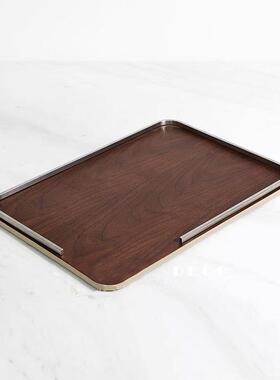 现代术轻奢木UJI质托盘摆样板间售楼装处客件厅书房玄关原木色艺