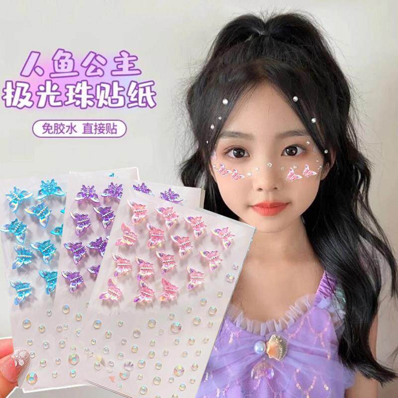 立体蝴蝶脸贴脸部贴钻舞台妆化妆贴脸饰品碎水钻眼妆亮钻泪钻贴饰