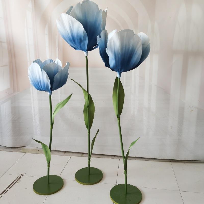 大型户外防水仿真花郁金香粉色EVA美陈布置装饰泡沫纸艺店铺橱窗