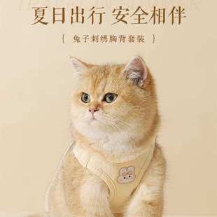 防挣脱猫绳子遛猫绳溜猫链子外出专用 猫咪牵引绳宠物胸背带背心式