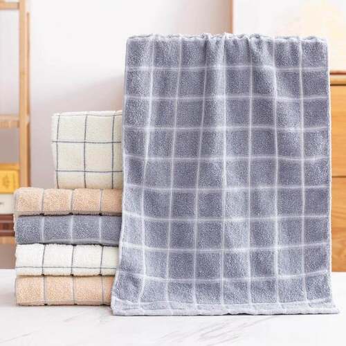 Home-use cotton checkered square towels for adults and coupl