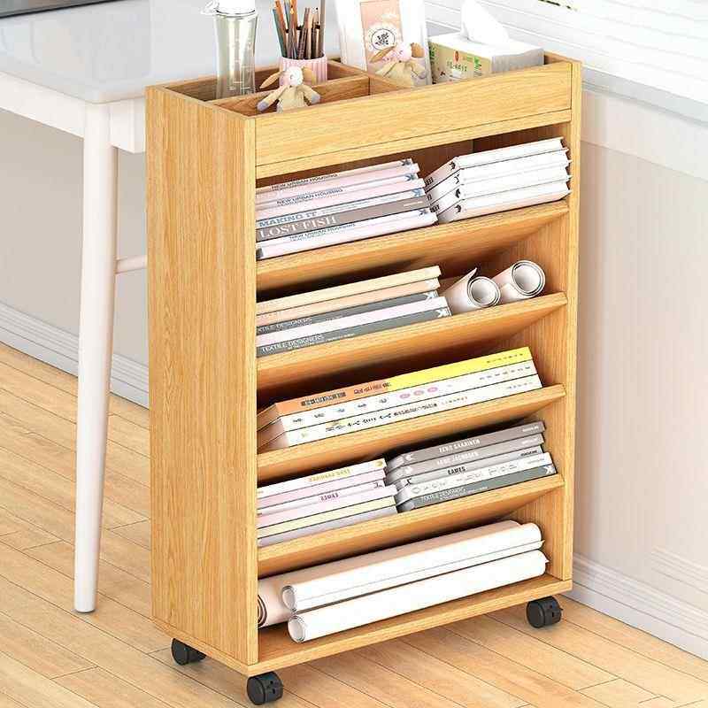 可移动书架书桌旁桌面侧边书柜图书学习用品放置架书桌收纳置物架