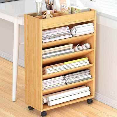 可移动书架书桌旁桌面侧边书柜图书学习用品放置架书桌收纳置物架