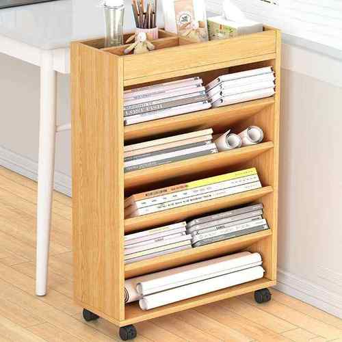 可移动书架书桌旁桌面侧边书柜图书学习用品放置架书桌收纳置物架