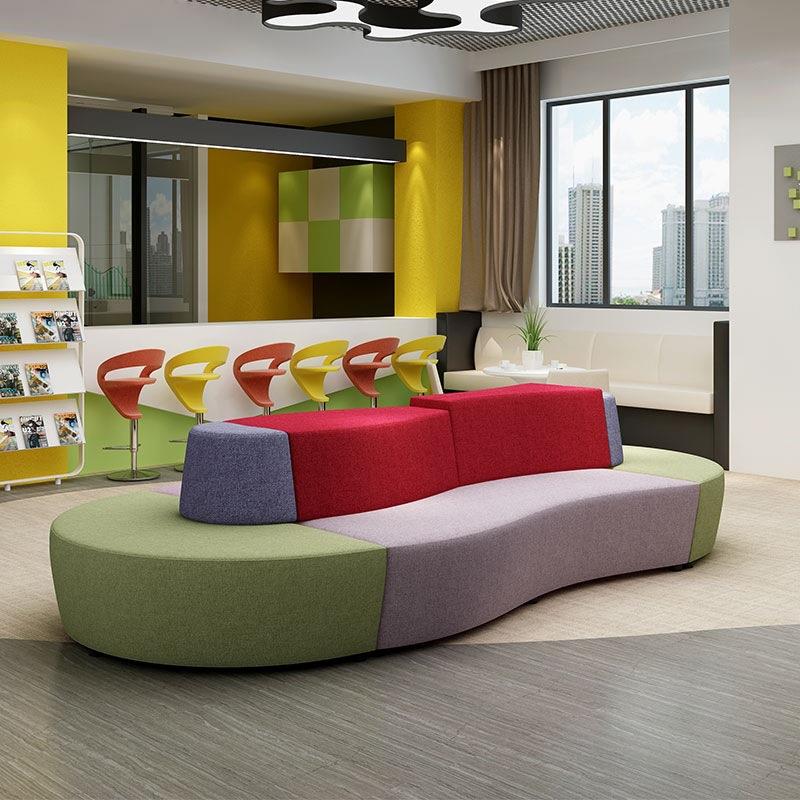 拼接沙组合闲创休意异型沙发公共区域客组合5-2布艺沙发商务会发
