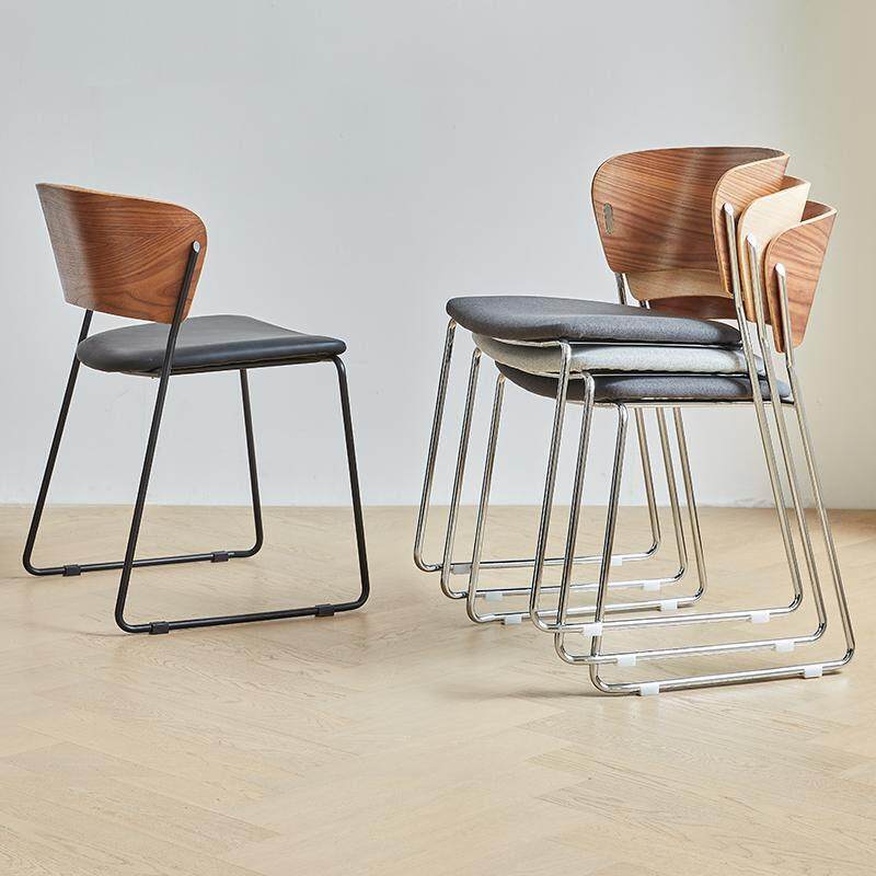 北欧轻奢现代铁艺餐椅餐桌椅组合可叠放家用高端靠背椅凳子洽谈椅