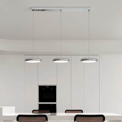 餐厅吊桌灯现代简约674轻奢吧台灯光谱极简全铬色飞碟头三岛台餐