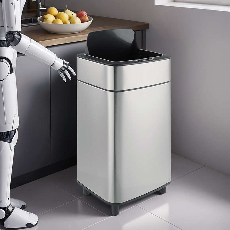 开盖卫生间不锈钢卧室垃圾桶自动智能厨房垃圾桶智能家用感应批发