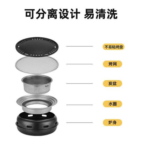 商用家709用韩式不钢食日式木炭碳烤炉子户外便携式可人拆卸一烤