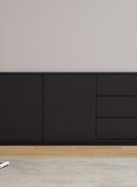 极柜简餐边现代HRB约实木酒室柜靠墙茶水柜黑色储简物柜客户卧收