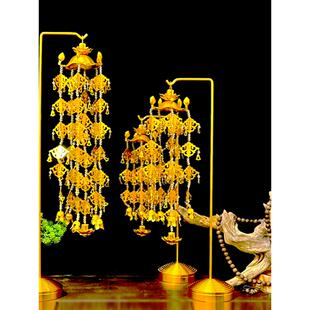 佛前花坛、鎏金璎珞宝套、彩旗、佛寺摆件、璎珞佛像