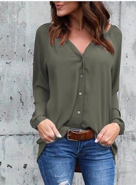 Women V-neck T Shirt OL Tops Casual ladies Chiffon shirts5XL